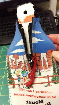Mt Rushmore Bottle Coozie / Koozie with zipper and metal bot