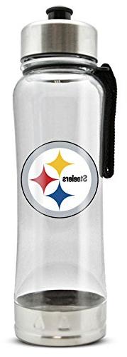 NFL Pittsburgh Steelers 20oz Clip-On Clear Plastic Water Bot