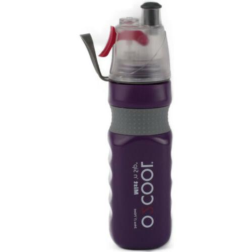 O2 COOL Power Flow Grip 24 oz Water Bottle & Mist N Sip Top 