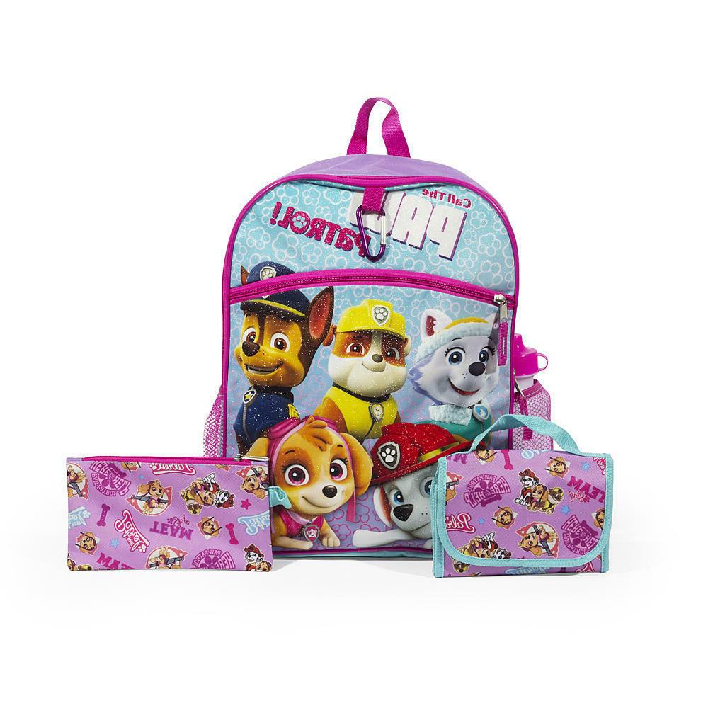 Paw Patrol Girls 5-Piece Backpack Set Lunch Bag Pencil Cs Wa