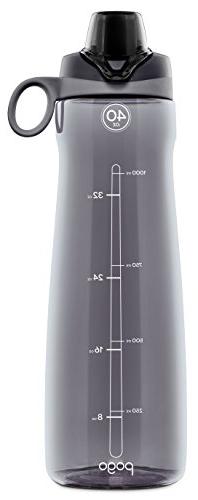 Pogo BPA-Free Plastic Water Bottle with Chug Lid, 40 oz, Gre
