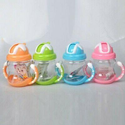 Kids Baby Sippy Drinking Water Bottle Cup Straw Toddler Infa