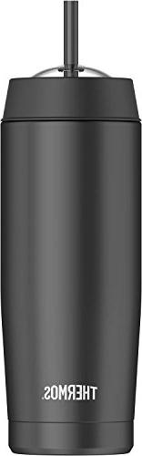 Thermos 16 Ounce Vacuum Insulated Cold Cup with Straw, Black