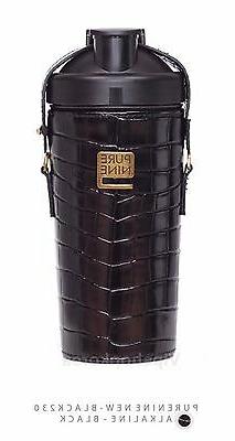 Water Bottle Tumbler Portable Alkaline PURE NINE Black Leath