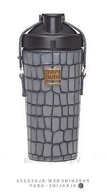 Water Bottle Tumbler Portable Alkaline PURE NINE Black Leath