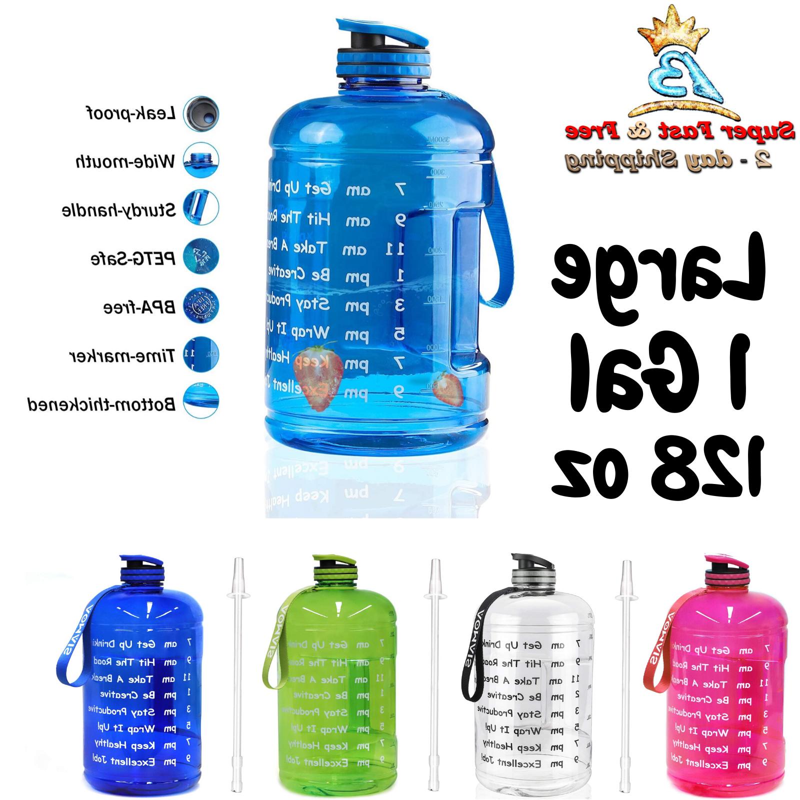 Water Bottle With Motivational Time Marker Wide Mouth Large 