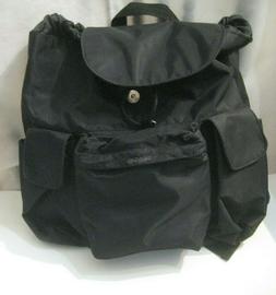 Large Backpack Black w/Zipper Open Side & Front Pockets 2 Si