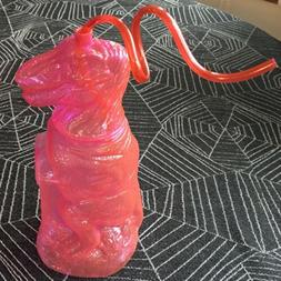 Large Purple Clear Rex Dinosaur Water Bottle. New with Straw