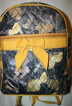 Large Quilted Backpack Camoflauge Side Water Bottle Pocket A