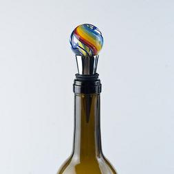 Latticino Glass Marble Wine Bottle Stopper by artist Jody Fi