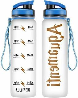 LEADO 32oz 1Liter Motivational Water Bottle w/Time Marker- A