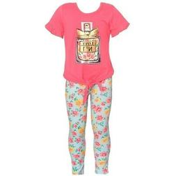 Real Love Little Girls Coral Perfume Bottle Floral Print 2 P