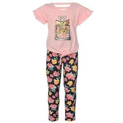 Real Love Little Girls Pink Perfume Bottle Floral Print 2 Pc