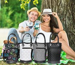 Luxury Wine Carrier Tote Insulated Cooler Bag for 2 Bottle W