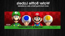 Mario Brothers Waterproof Birthday Water Bottle Labels