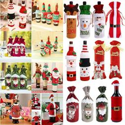 Merry Christmas Santa Wine Bottle Bag Cover Table Decor For 
