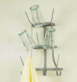 Metal Wall Mounted Glass & Mug Drying Tree, Farmhouse Decor,