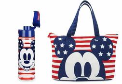 Mickey Mouse Americana Foldable/Pouch Tote Bag With Matching