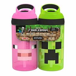 Zak Designs Minecraft Kids Water Bottle with Straw 2 PC for 