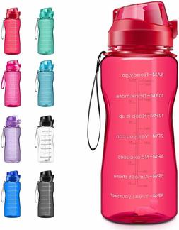 Motivational Water Bottle 2.2L/64oz Half Gallon Jug with Str