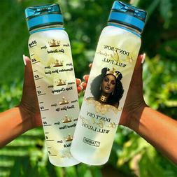 Motivational Water Tracker Bottle - Beautiful Black Girl -  