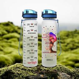 Motivational Water Tracker Bottle - Black Women -  32 Oz Fru