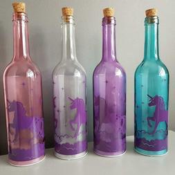 MYSTICAL UNICORN LED LIGHT UP GLASS BOTTLE BLUE WHITE PINK P