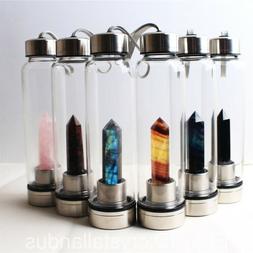 Natural Elixir Quartz Crystal obelisk Water Bottle Point rei