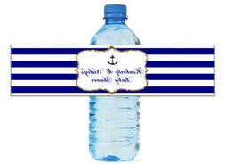 Navy Blue, White & Gold Frame with Nautical Anchor water bot