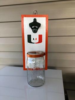 NCAA University of Miami   Mason Jar Bottle Opener