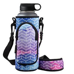 Neoprene Water Bottle Carrier Holder with Shoulder Strap Poc