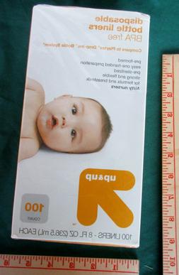 New 100 QTY Up & Up 8 oz Each BPA Free Baby Bottle Liners Pr