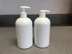 NEW 16 oz White PLASTIC Boston Round Bottle with WIDE COMFOR