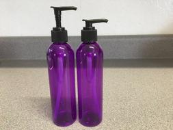 NEW 8 oz Purple PLASTIC Boston Round Bottle with Pump *Slim 