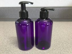 NEW 8 oz Purple PLASTIC Boston Round Bottle with WIDE COMFOR