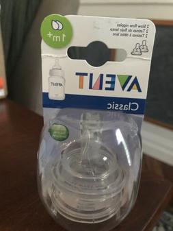 New AVENT Classic Silicone Nipples 2-pack Size 1m+ Month New