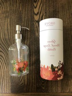New GROVE COLLABORATIVE Glass Hand Soap Bottle Floral