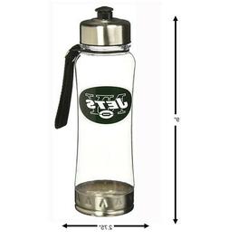 New NFL New York Jets Clip-On 16oz Clear Water Bottle 