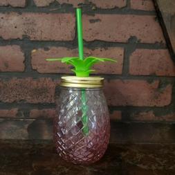 New Pineapple Glass Bottle with straw