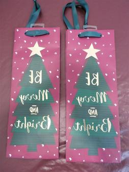 New!! Spritz Wine Bottle Gift Bags Set of 2 'Be Merry & Brig