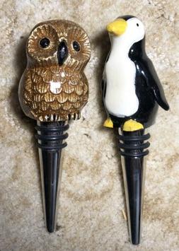 NEW Pottery Barn Wine Bottle Stopper Cork Owl Penguin Decora