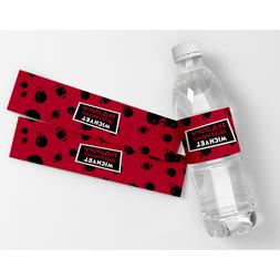 NFL Red and Black Personalized Water Bottle Labels