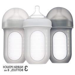 Boon NURSH Silicone Pouch Bottle 8oz 3pk - Gray Multi
