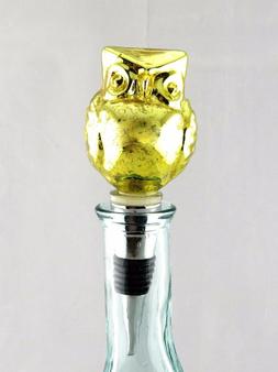 Owl LED Distressed Gold Glass & Metal Bottle Topper NEW kitc