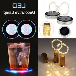 Party Decor Solar LED Mason Jar Lids Bottle Fairy String Lig