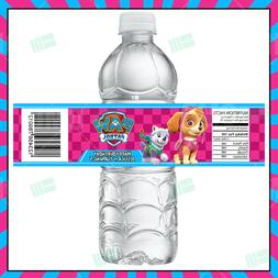 Paw Patrol Cartoon Party Bottle Labels - Skye Pink