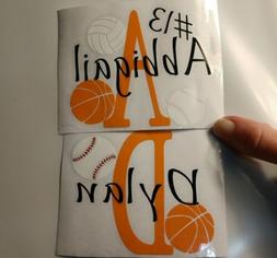 Personalized kids sports monogram decal sticker for YETI cup