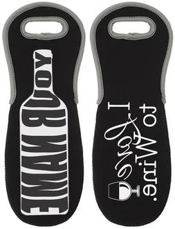 PERSONALIZED NEOPRENE WINE TOTE BOTTLE CARRY INSULATED ALCOH