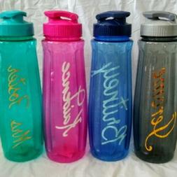 Personalized Plastic Water Bottle W/Pop Top Lid 32 oz. Pink 
