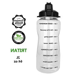 QuiFit 64oz Portable Drinking Straw Daily Water Bottle Sport
